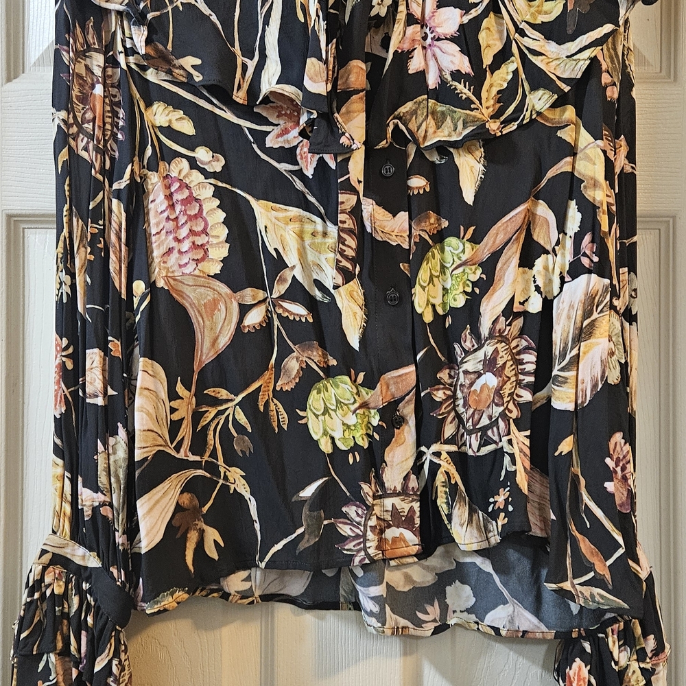 H&M Floral Tie-Neck Blouse